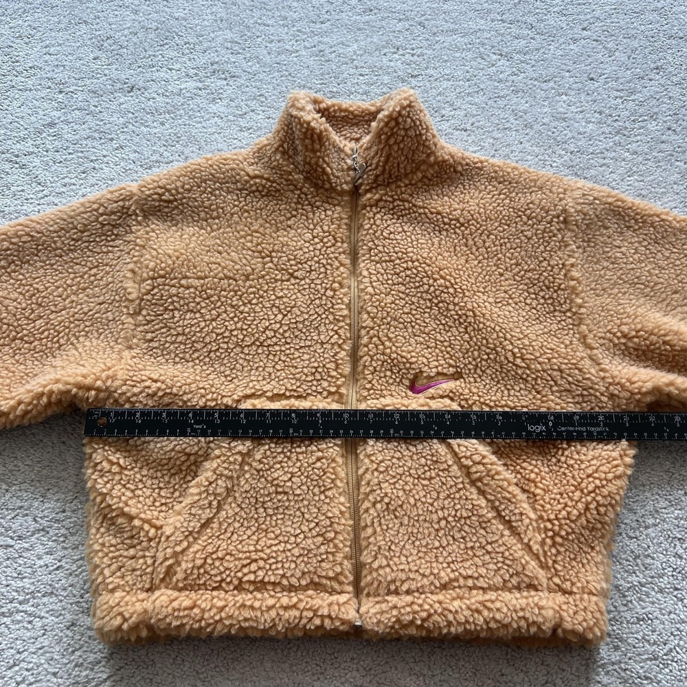 Nike Sportswear Swoosh Faux Fur Sherpa Fleece Jacket Womens M Brown Full Zip - Picture 11 of 16